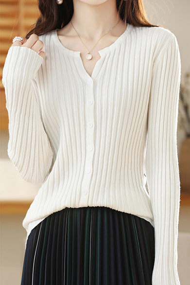 Round-neck knitted cardigan - liwisi