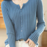 Round-neck knitted cardigan - liwisi