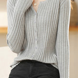 Round-neck knitted cardigan - liwisi