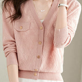 V-neck knitted cardigan - liwisi