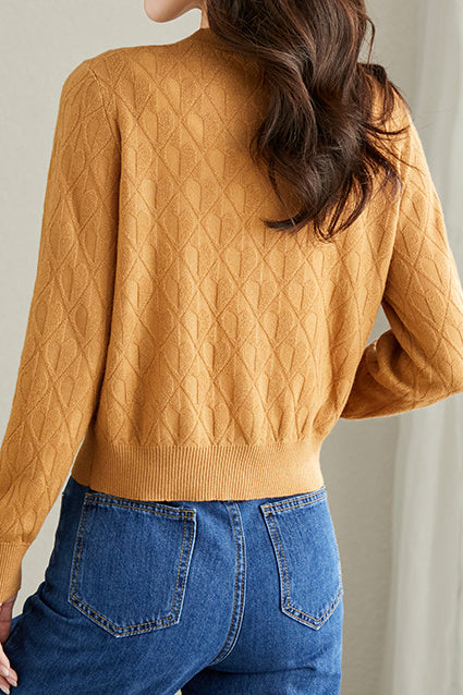 V-neck knitted cardigan - liwisi