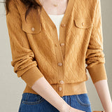 V-neck knitted cardigan - liwisi