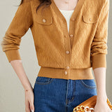 V-neck knitted cardigan - liwisi