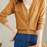 V-neck knitted cardigan - liwisi
