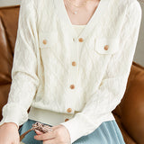 V-neck knitted cardigan - liwisi