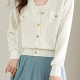 V-neck knitted cardigan - liwisi