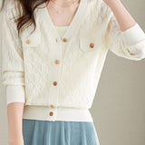V-neck knitted cardigan - liwisi