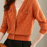 V-neck knitted cardigan - liwisi