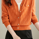 V-neck knitted cardigan - liwisi