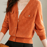 V-neck knitted cardigan - liwisi