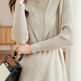 Lace-edged spliced knitted skirt - liwisi