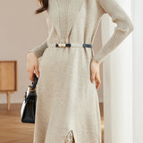 Lace-edged spliced knitted skirt - liwisi