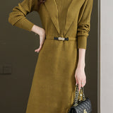 Lace-edged spliced knitted skirt - liwisi