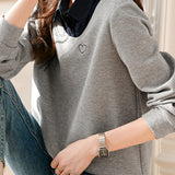 Elegant fake two-piece spliced color-block top - liwisi
