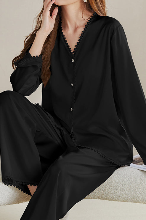 Lace ice silk pajamas set - liwisi
