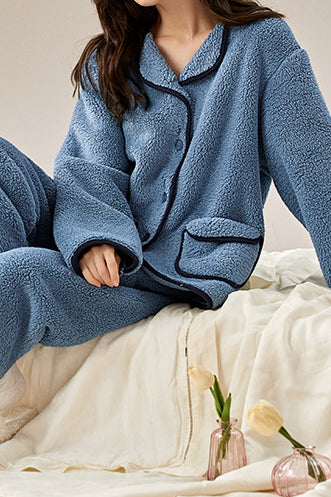Warm coral fleece loungewear - liwisi