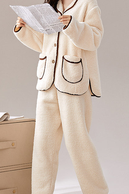 Warm coral fleece loungewear - liwisi