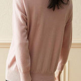 Lace and pearl V-neck sweater - liwisi