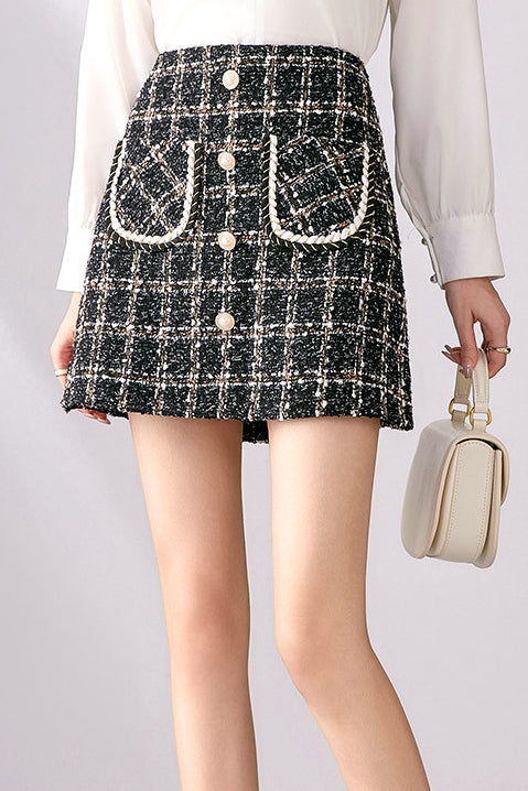 Elegant tweed hip skirt - liwisi