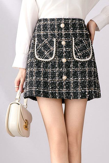 Elegant tweed hip skirt - liwisi