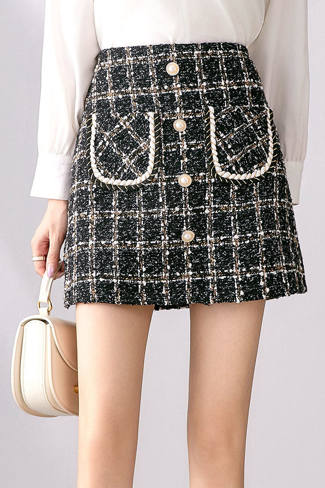 Elegant tweed hip skirt - liwisi