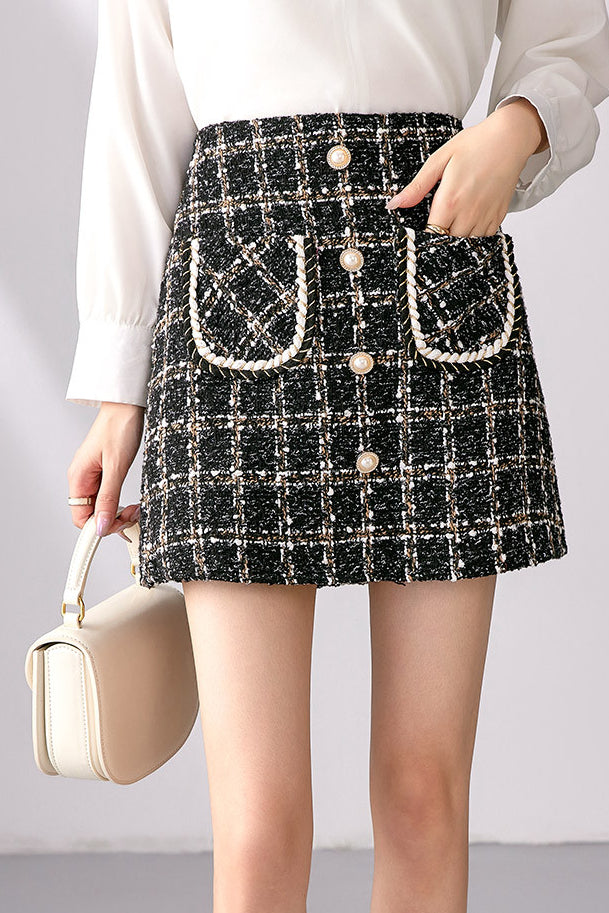 Elegant tweed hip skirt - liwisi