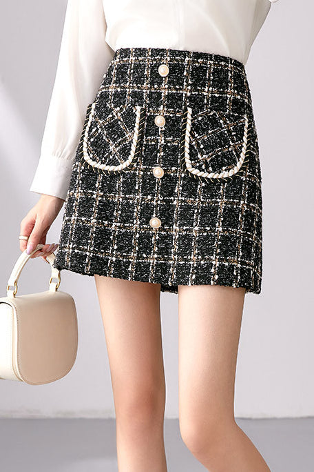 Elegant tweed hip skirt - liwisi