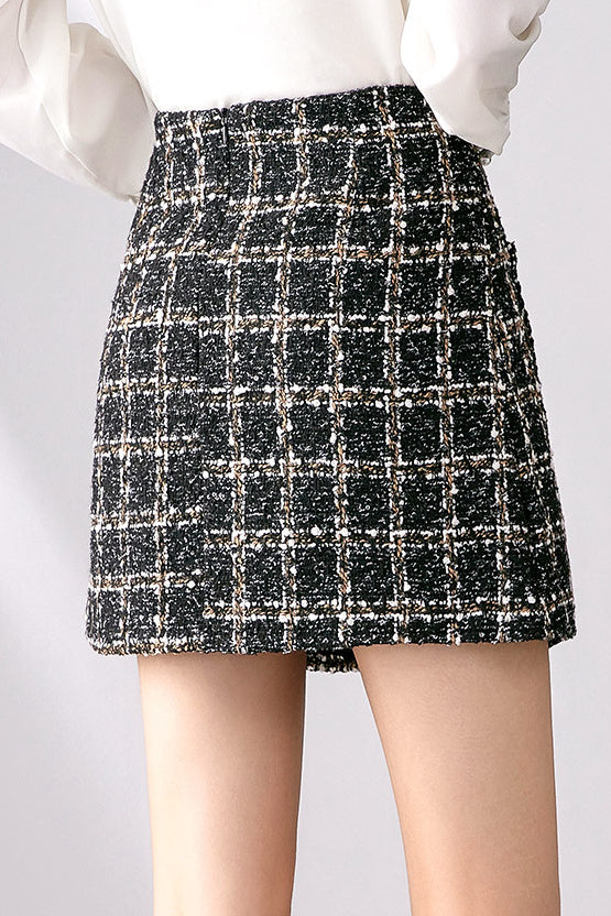Elegant tweed hip skirt - liwisi