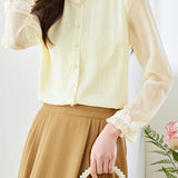 Pearl lace striped shirt - liwisi