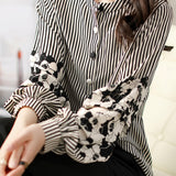 Striped lantern-sleeve shirt that is slimming and all-match - liwisi