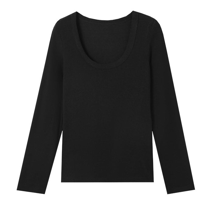 Solid-color round-neck knitted sweater - liwisi