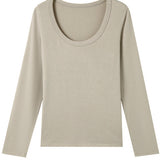 Solid-color round-neck knitted sweater - liwisi