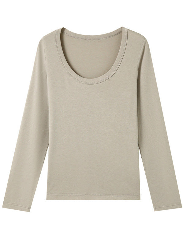 Solid-color round-neck knitted sweater - liwisi