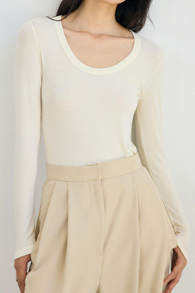 Solid-color round-neck knitted sweater - liwisi