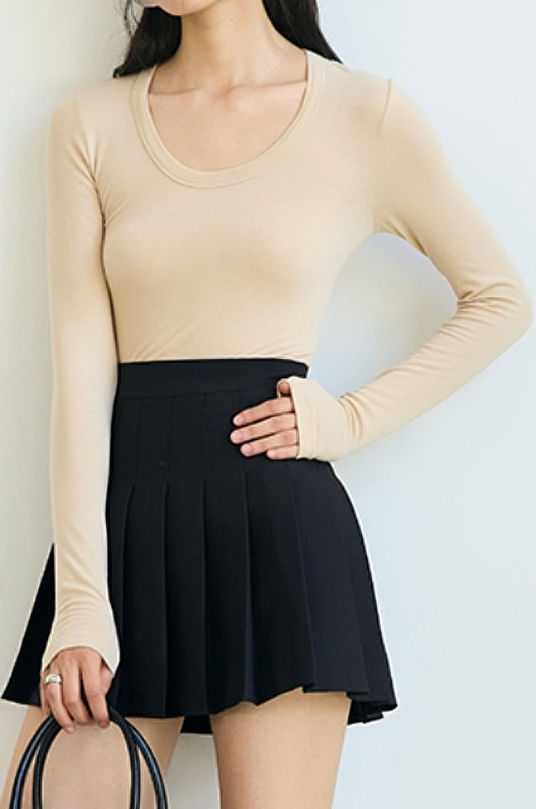 Solid-color round-neck knitted sweater - liwisi