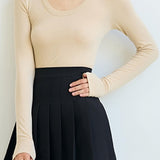 Solid-color round-neck knitted sweater - liwisi