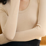 Solid-color round-neck knitted sweater - liwisi