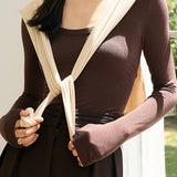 Solid-color round-neck knitted sweater - liwisi