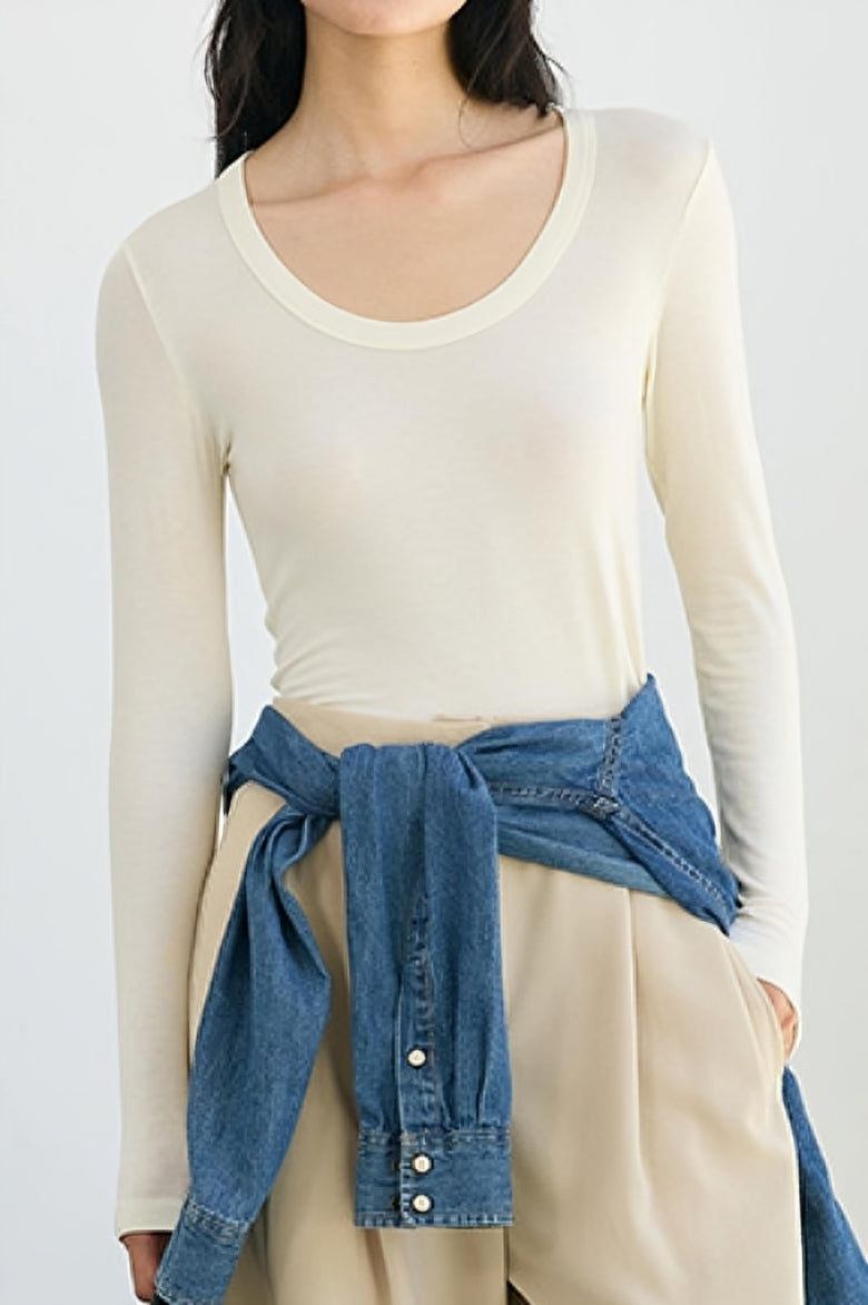 Solid-color round-neck knitted sweater - liwisi
