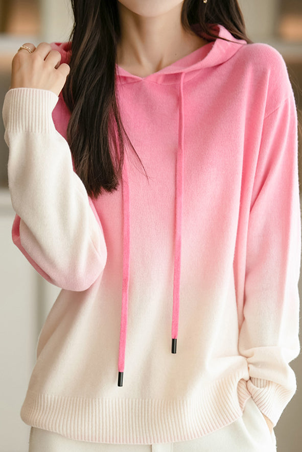Gradient hooded knitted sweatshirt - liwisi