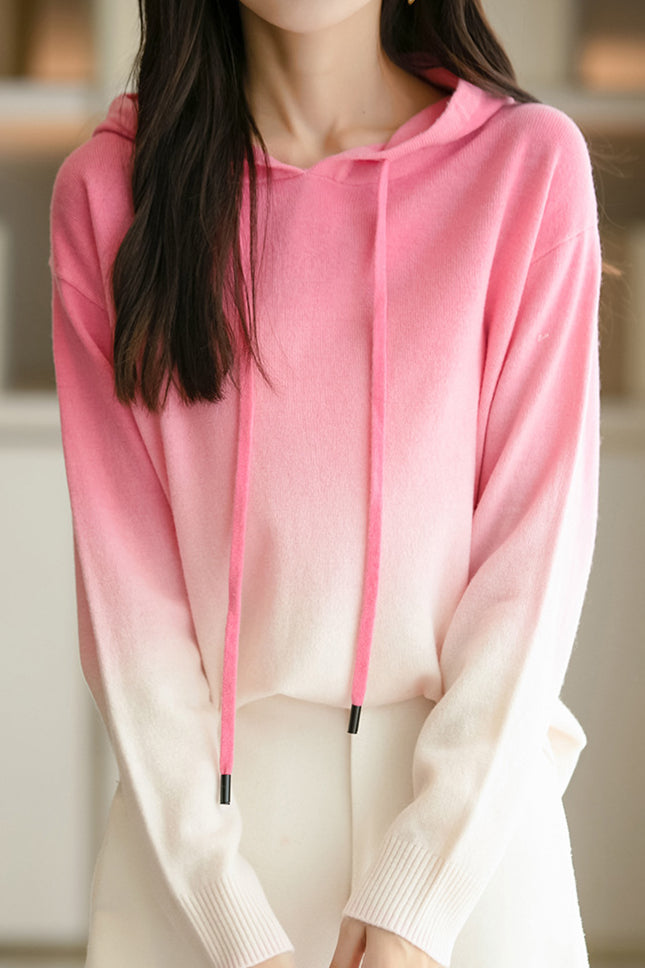 Gradient hooded knitted sweatshirt - liwisi
