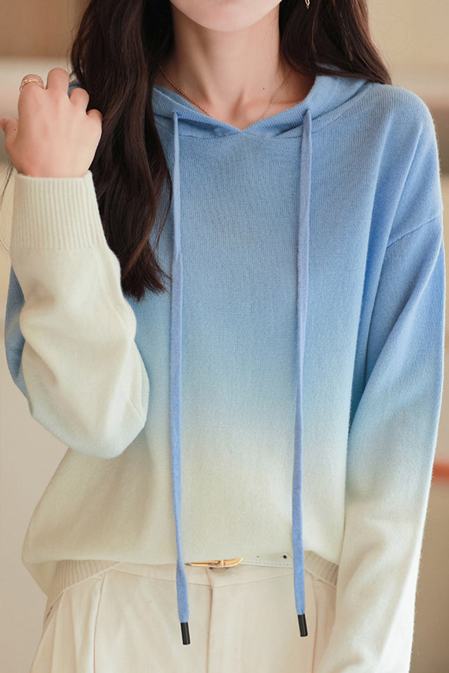 Gradient hooded knitted sweatshirt - liwisi