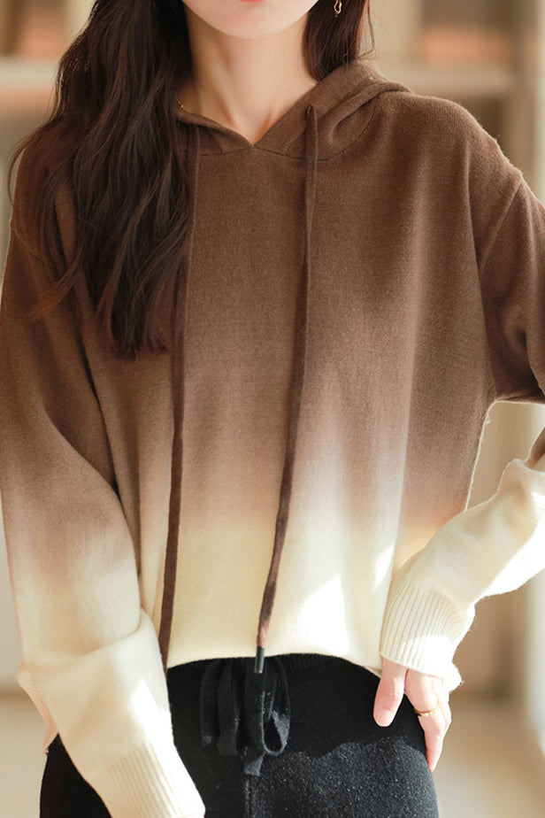 Gradient hooded knitted sweatshirt - liwisi
