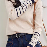 Faux two-piece color-block layered knitted sweater - liwisi