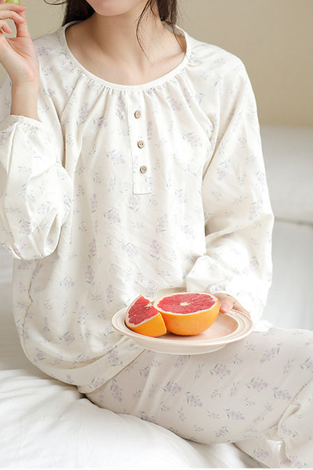 Round-neck printed pajama set - liwisi