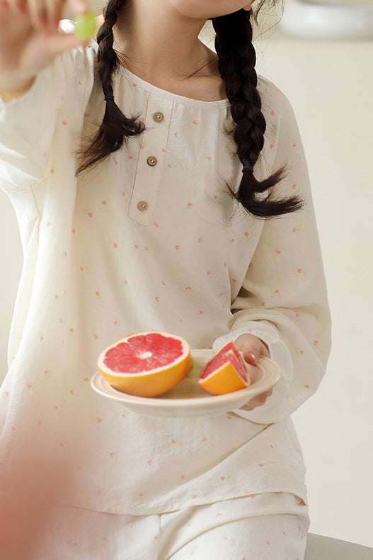 Round-neck printed pajama set - liwisi