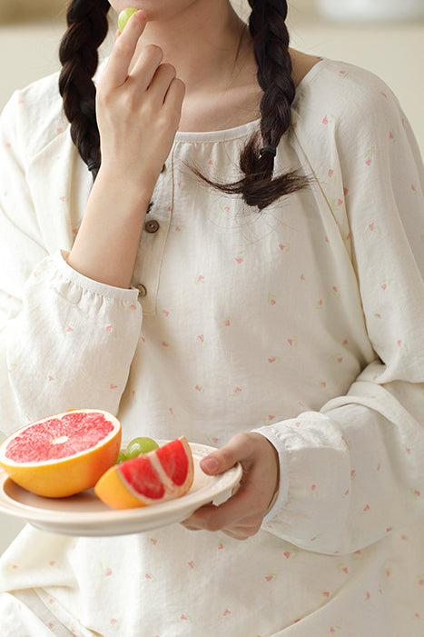 Round-neck printed pajama set - liwisi