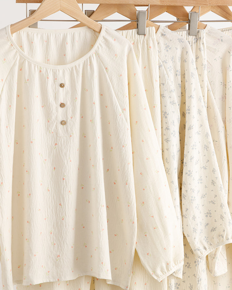 Round-neck printed pajama set - liwisi
