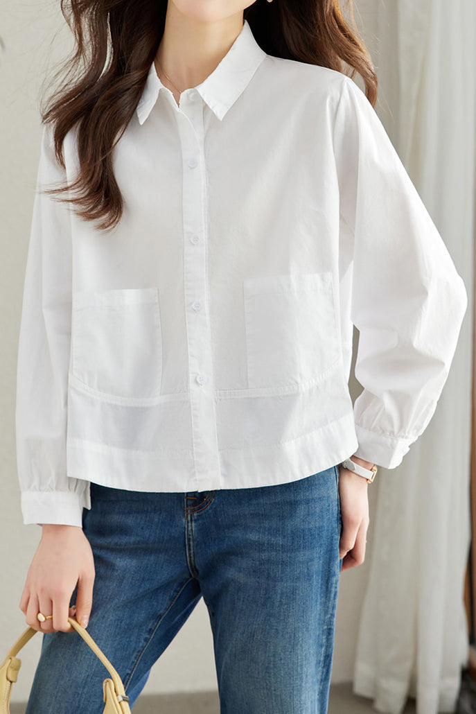 Pure cotton loose commuting shirt - liwisi