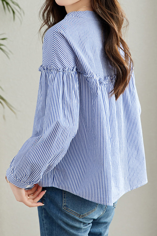 Pure Cotton Ruffled Commuting Shirt - liwisi